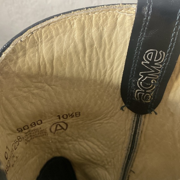 Mens ACME Black Leather Cowboy Work Boots Oil Resistant 10.5 - Picture 2 of 10